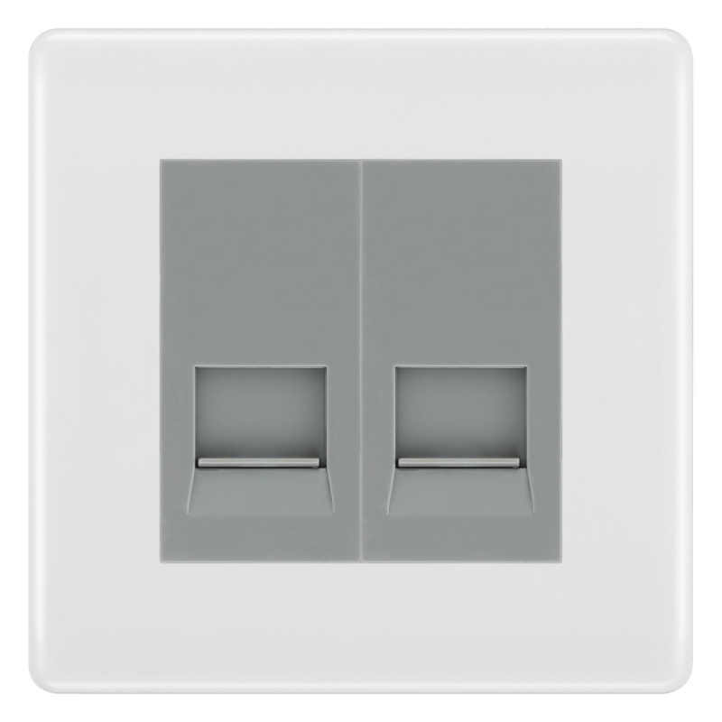 BG White Moulded Double Master Telephone Socket – Grey Insert