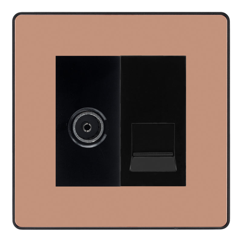 BG Evolve Polished Copper TV Aerial & Master Telephone Socket Black Insert