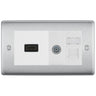 BG Nexus Brushed Steel Media Wall Plate TV Aerial, HDMI & CAT6 Outlet - White Insert by British General