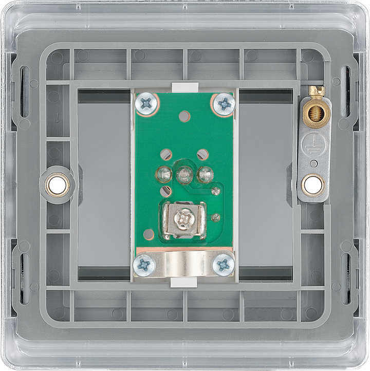 NPC62 Back - This single isolated coaxial socket from British General can be used for TV or FM aerial connections. An isolated aerial connection is ideal for use where a communal dish or aerial is used such as in a block of flats.