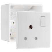 BG Electrical 15A Switched Round Pin Socket White & 50mm Pattress Back Box by British General (BG-899+877)