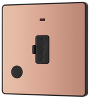 BG Evolve PCDCP54B Polished Copper 13A Flex Outlet Neon Unswitched Fused Spur Unit - Black Insert by British General (BG-PCDCP54B-Shopify-SA_1)