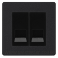 BG Evolve Matt Black Double Master Telephone Socket, Screw Terminal - Black Insert
