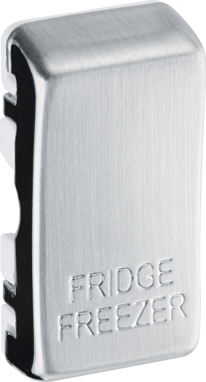 RRFFBS Side - This brushed steel finish rocker can be used to replace an existing switch rocker in the British General Grid range for easy identification of the device it operates and has 'FRIDGE FREEZER' embossed on it.