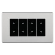BG Nexus Screwless Brushed Steel Quad Master Touch Dimmer Switch Black Inserts FBSTDM4B by British General (BG-FBSTDM4B)