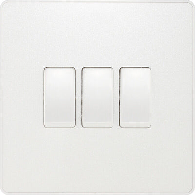 Switches: BG Evolve Pearlescent White Screwless Switches & Sockets White Insert Full Range PCDCL12W - Single Light Switch 20A by British General (BG-EVOLVE-PEARLESCENT-WHITE-PCDCL12W)