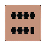 BG Evolve Polished Copper 7 Gang Trailing Edge LED Dimmer Light Switch 2 Way Custom Switch by British General (Evolve-PC-CUSTOM-7GANG-7xDIMMER- 2WAY)