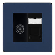 BG Evolve Matt Blue TV Aerial & RJ45 CAT6 Data Socket - Black Insert