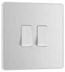 BG PCDBS42W Brushed Steel Evolve 2 Gang 20A 16AX 2 Way Light Switch - White Insert by British General (BG-PCDBS42W-Shopify-SA_1)