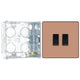 BG Evolve Polished Copper 2 Gang 20A 16AX 2 Way Light Switch PCDCP42B with 35mm Steel Back Box