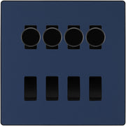 BG Evolve Matt Blue 8 Gang Switch 4x Trailing Edge LED Dimmer 4x 2Way Custom Switch by British General (BG-Evolve-DB-8G-CUSTOM-4x-Dimmer-4x-2WAY)