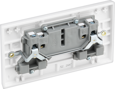 BG 922DP Moulded Square Edge | White | 2 Gang 13A 2 Pole Switched Socket by British General (BG-922DP)