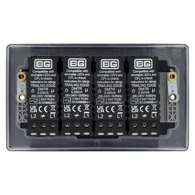 BG Nexus Matt Black 200W 2 Way Quadruple Trailing Edge Dimmer Switch NFB84 with 25mm Steel Back Box
