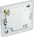 FBS94 Back - This screwless brushed steel single blank plate from British General is ideal for covering unused electrical connection.