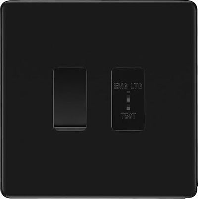 BG Screwless Matt Black 2G Emergency Key Switch with 2 Way Single Pole Switch by British General (BG-FFB2G1EMG1SP)