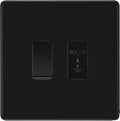 BG Screwless Matt Black 2G Emergency Key Switch with 2 Way Single Pole Switch