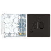 BG Screwless Black Nickel 13A Switched Spur + Neon FBN52 with 35mm Steel Back Box by British General