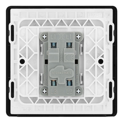BG Evolve Satin Brass 1 Gang 20A 16AX Intermediate Light Switch PCDSB13B with 35mm Steel Back Box