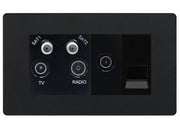 BG Evolve Matt Black Quadplex Combination TV Socket PCDMB69B by British General (BG-PCDMB69B)