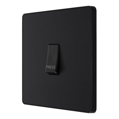 BG Evolve Matt Black 10AX 1 Way Press Switch PCDMB14B with 35mm Steel Back Box