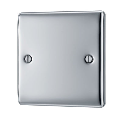BG Nexus Polished Chrome Single Blank Plate NPC94 with 35mm Steel Back Box