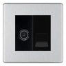 BG Screwless Brushed Steel TV Aerial & Master Telephone Socket — Black Insert by British General
