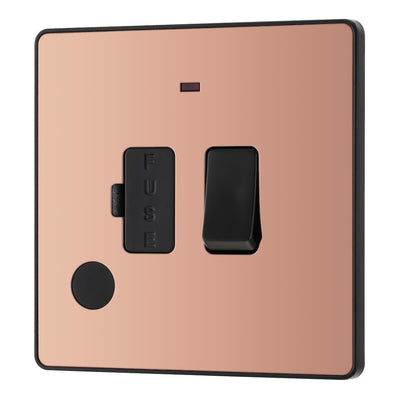 BG Evolve Polished Copper 13A Flex Outlet Neon Switched Fused Connection Unit PCDCP52B with 25mm Steel Back Box