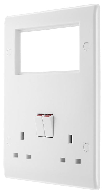BG 822EM4 Rounded Edge | White | 2 Gang 4 Module Euro Module Combination Plate by British General (BG-822EM4)
