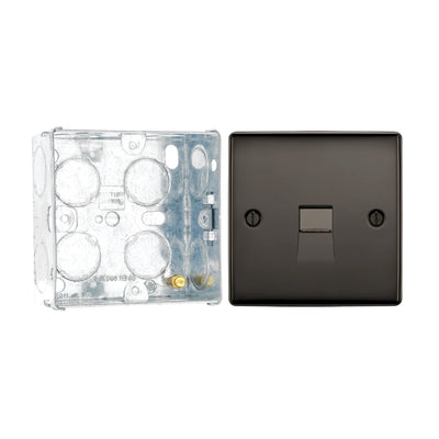 BG Nexus Black Nickle 1 Gang RJ11 Single Data Outlet NPCRJ111 with 35mm Steel Back Box
