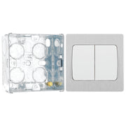 BG Evolve Brushed Steel 2 Way Double Edge to Edge Rocker Switch PCDBS42EW with 35mm Steel Back Box