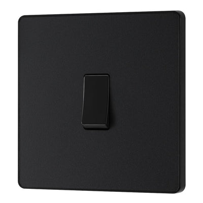 BG Evolve Matt Black 1 Gang 20A 16AX 2 Way Light Switch PCDMB12B with 35mm Steel Back Box