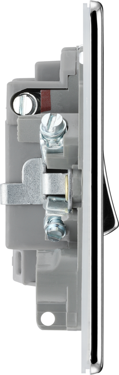 BG Electrical FPC52 Nexus Screwless Flat-Plate Switched Fused Connection Spur Unit Polished Chrome Neon 13A