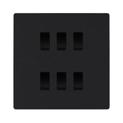 BG Evolve Matt Black 6 Gang Custom Grid Light Switch by British General (BG-Evolve-MB-6G-CUSTOM-LIGHT-SWITCH)