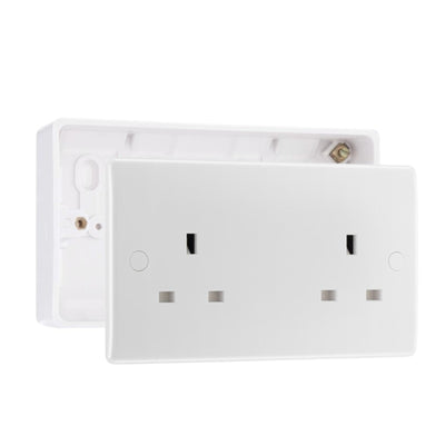 BG Nexus 13A Double Unswitched Power Socket White & 32mm Pattress Back Box by British General (BG-824+892)