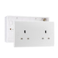 BG Nexus 13A Double Unswitched Power Socket White & 32mm Pattress Back Box