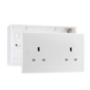 BG Nexus 13A Double Unswitched Power Socket White & 32mm Pattress Back Box by British General (BG-824+892)