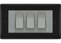BG Nexus Matt Black 3 Gang Intermediate Light Switch Custom Grid - Grey Insert