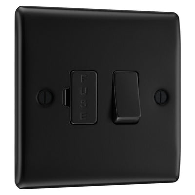 BG Nexus Matt Black 13A Switched Fused Connection Unit NFB50 with 25mm Steel Back Box