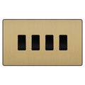 BG Evolve Satin Brass 4 Gang Custom Grid Light Switch Double Format