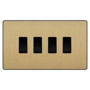 BG Evolve Satin Brass 4 Gang Custom Grid Light Switch Double Format by British General (BG-Evolve-SB-4G-CUSTOM-LIGHT-SWITCH)