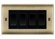 BG Nexus Antique Brass 3G Switch 1x Intermediate 2x 2 Way Switch - Black Insert by British General (BG-Nexus-AB-3G-Combo-2x 2WAY-1x INT-BL)