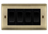 BG Nexus Antique Brass 3G Switch 1x Intermediate 2x 2 Way Switch - Black Insert by British General (BG-Nexus-AB-3G-Combo-2x 2WAY-1x INT-BL)