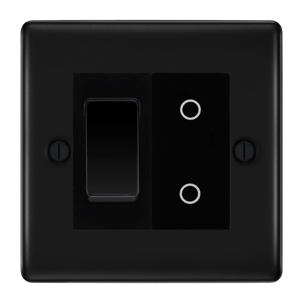 BG Matt Black 2 Gang Custom Switch 1x 2 Way Switch 1x Master Touch Dimmer Black Inserts