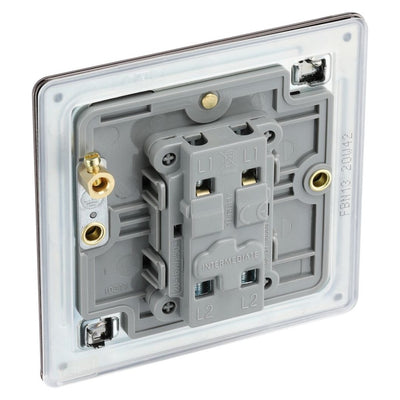BG Screwless Black Nickel 20A 16AX Intermediate Light Switch FBN13 with 25mm Steel Back Box