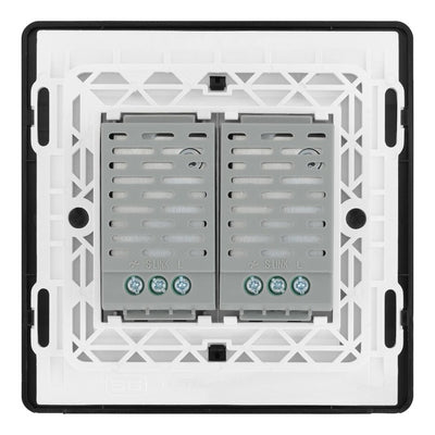 BG Evolve Matt Grey 2 Gang 200W Trailing Edge Master Touch Dimmer PCDMGTDM2B with 25mm Steel Back Box