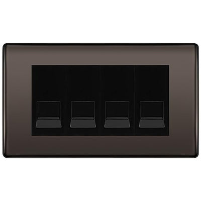 BG Nexus Black Nickel 4 Gang IDC Secondary Telephone Socket - Black Insert by British General (BG-NBNBTS4B)