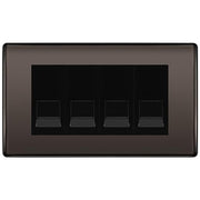 BG Nexus Black Nickel 4 Gang IDC Secondary Telephone Socket - Black Insert by British General (BG-NBNBTS4B)