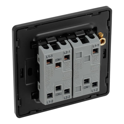 BG Evolve Matt Grey 2 Way Triple Edge to Edge Rocker Switch PCDMG43EB with 35mm Steel Back Box