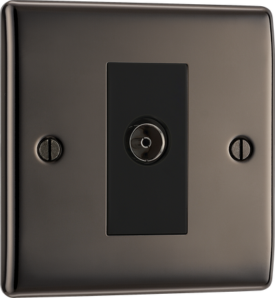 BG NBN62 Nexus Metal Black Nickel 1 Gang Isolated Co-Axial Socket