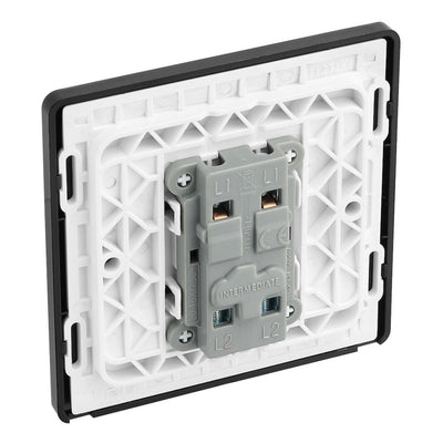 BG Evolve Satin Brass 1 Gang 20A 16AX Intermediate Light Switch PCDSB13B with 25mm Steel Back Box